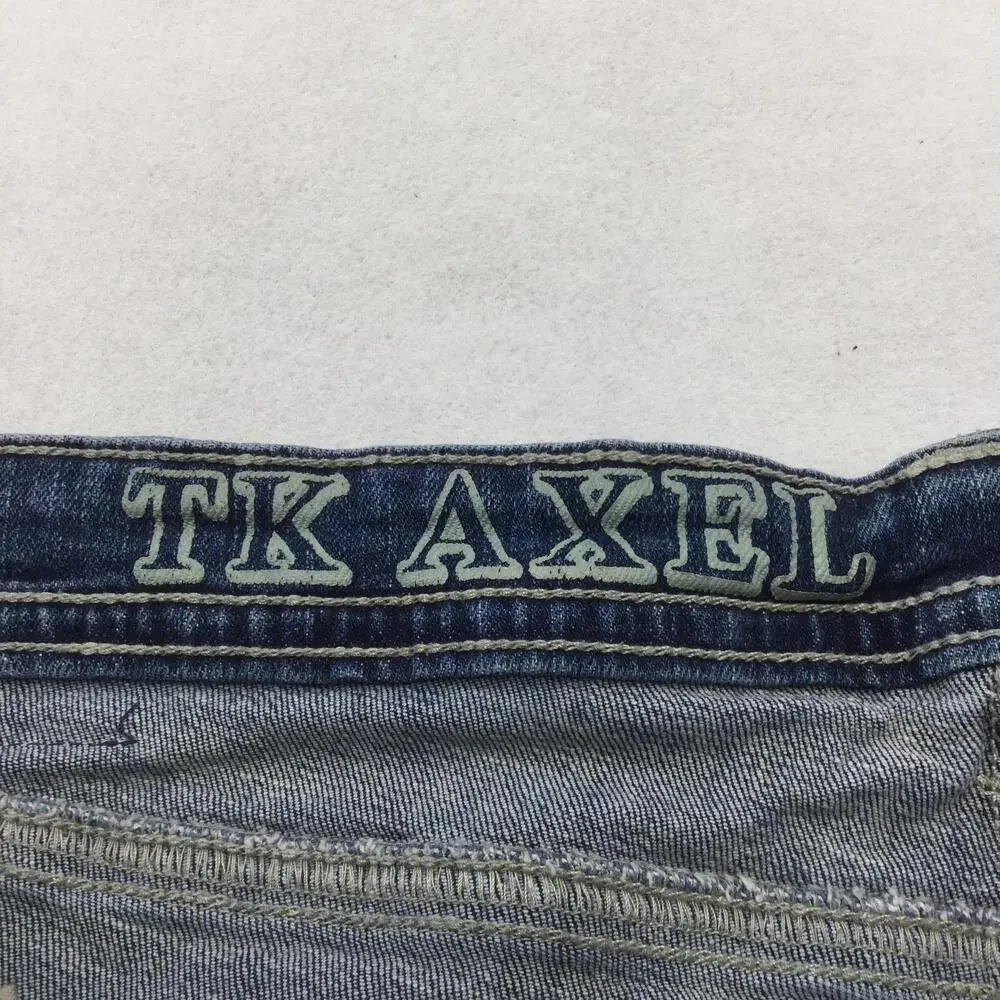 TK Axel Slim Boot Jeans Mens 40x32 Blue Wash Bootcut Denim Stretch Zip Fly